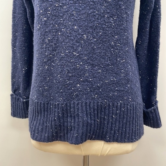 Caslon Marled Chunky Knit Turtleneck Long Sleeve Sweater Merino Wool Blue XS - Picture 8 of 9